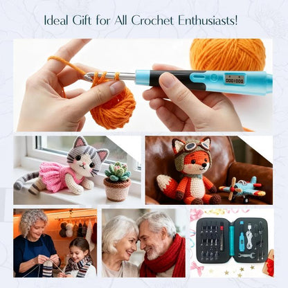 11-in-1 Light Up Crochet Hook Set - Ergonomic & Rechargeable