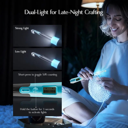 11-in-1 Light Up Crochet Hook Set - Ergonomic & Rechargeable