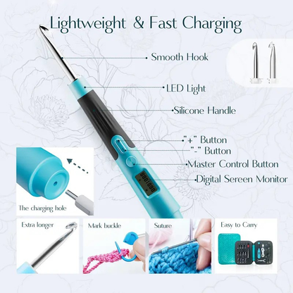11-in-1 Light Up Crochet Hook Set - Ergonomic & Rechargeable